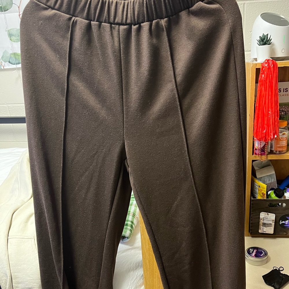 Oversized dark brown joggers